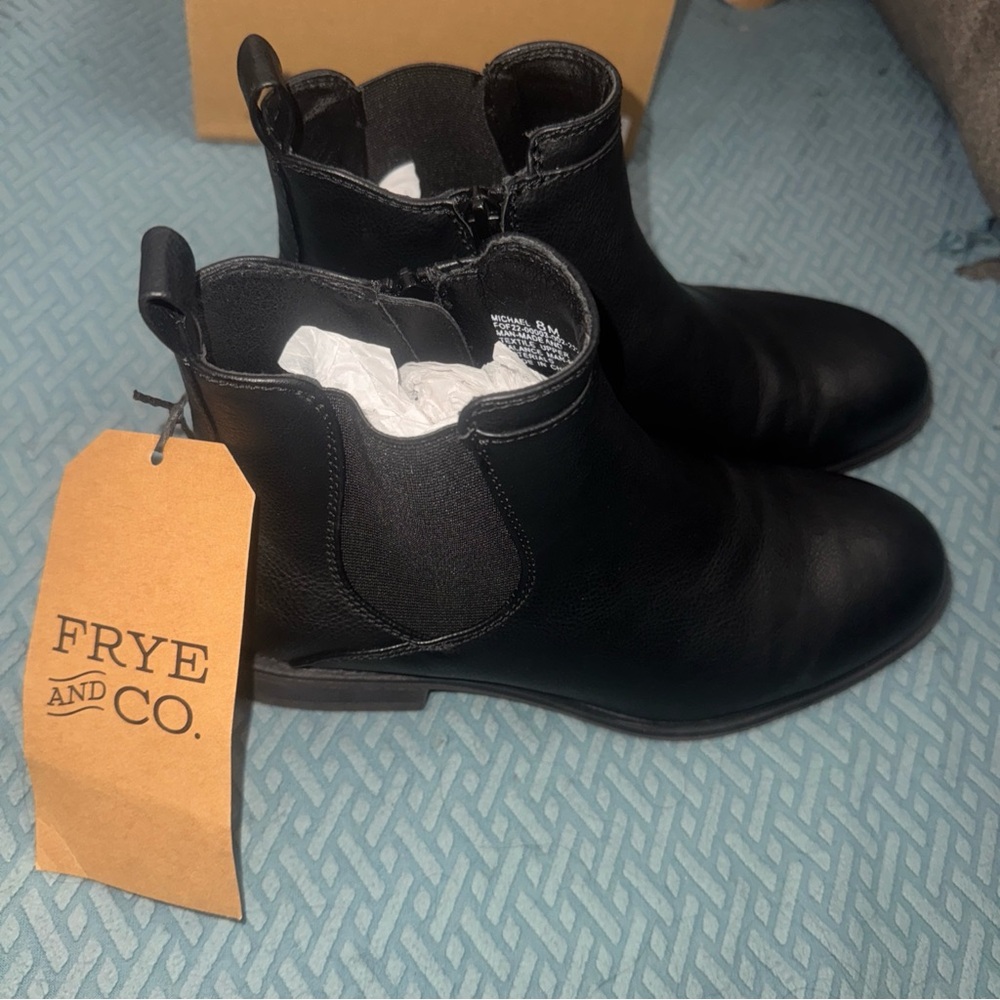 Frye and Co. Men's Michael Zip Down Boots Black Size 8 M $115